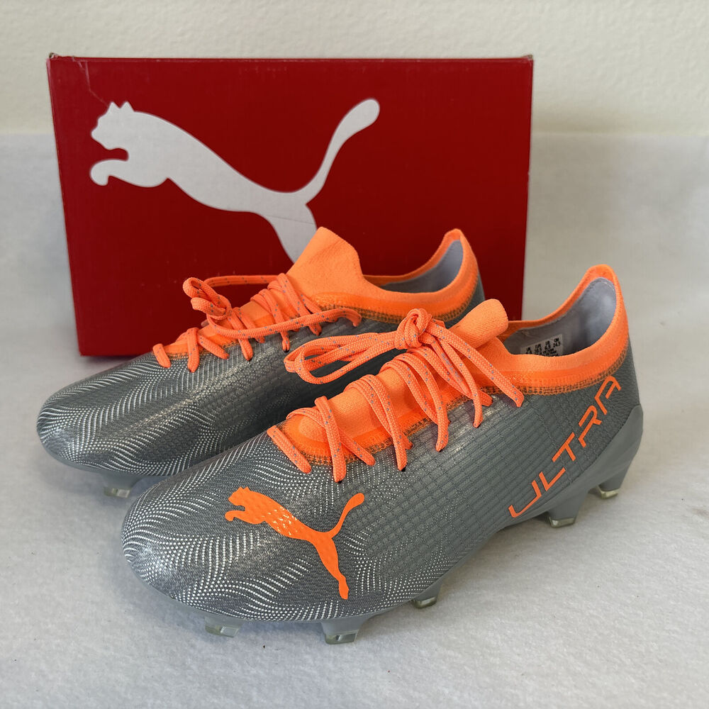Puma Ultra 2.4 FG AG Soccer Cleats Mens 6.5 Gray Orange New Athletic Shoes